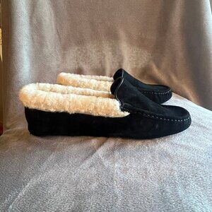 NWOT Coach Monica Fur Black Signature Logo Moccasin, Size 10